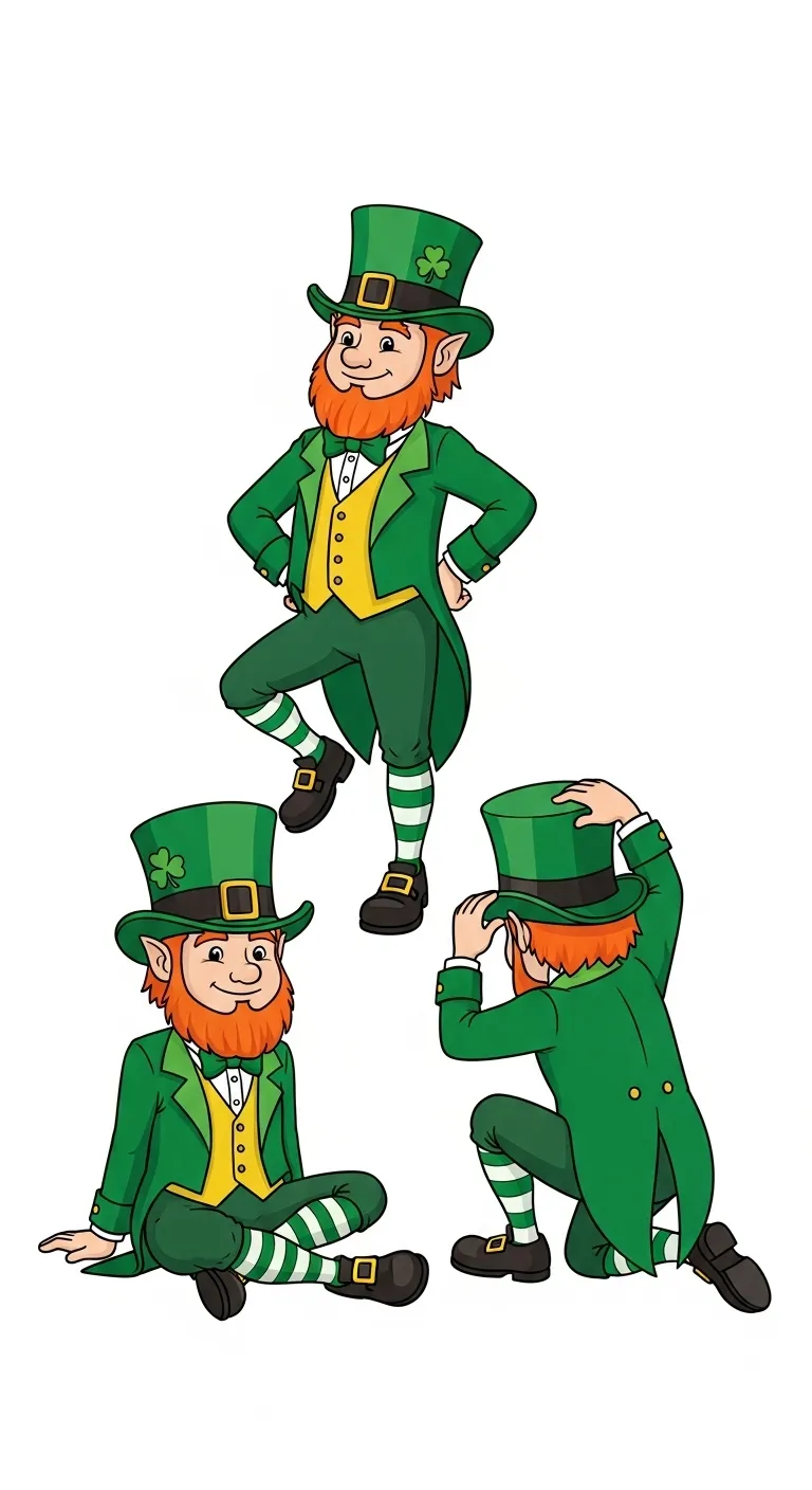 Playful Leprechauns in Green Attire Twerking