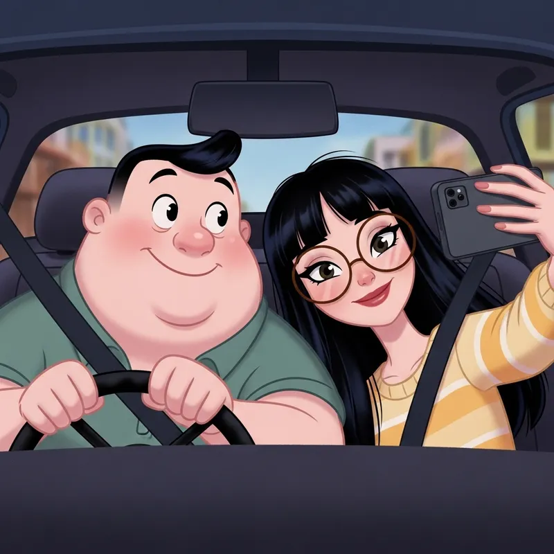 Animated Couple Date in Car | Fun Car Selfie Scene | Disney Pixar Animated Couple Date in Car | Fun Car Selfie Scene | Disney Pixar