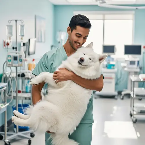 Nurse Holding a Cute Dog: Compassion in Care