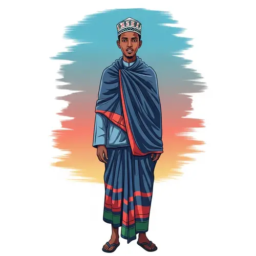 Authentic Portrait of a Somali Man in Macawiis Attire
