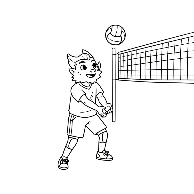 Whimsical Beginner Volleyball Character Illustration Whimsical Beginner Volleyball Character Illustration