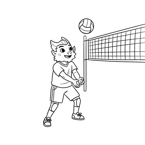 Whimsical Beginner Volleyball Character Illustration