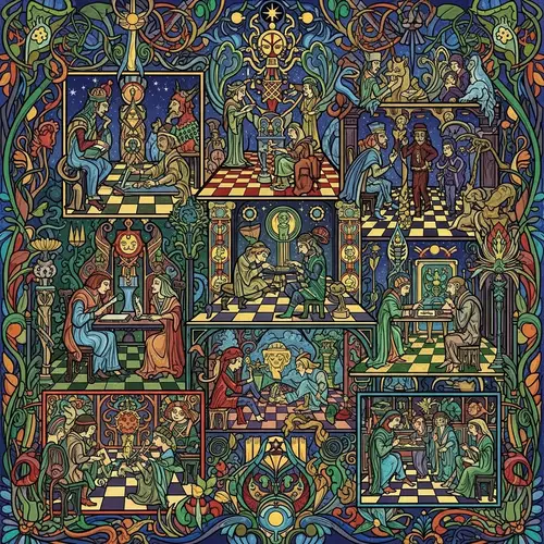Artistic Universe: Intricate Strokes & Bold Colors | Chess-inspired Visual Narrative