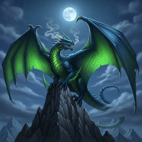 Majestic Dragon on Mountain Peak - Mythical Creature