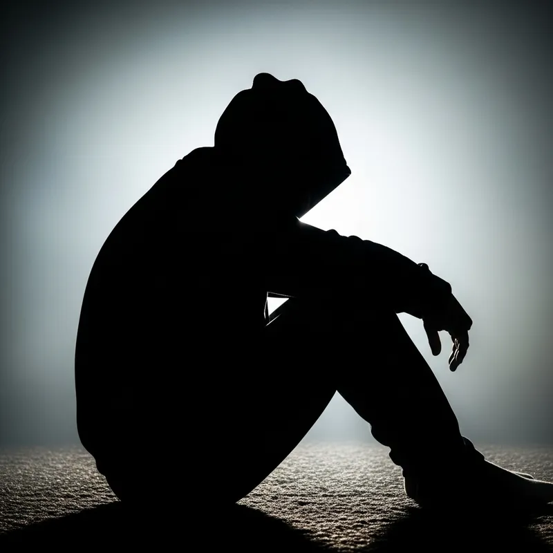 Hooded Figure Silhouette - Enigmatic Sitting Pose