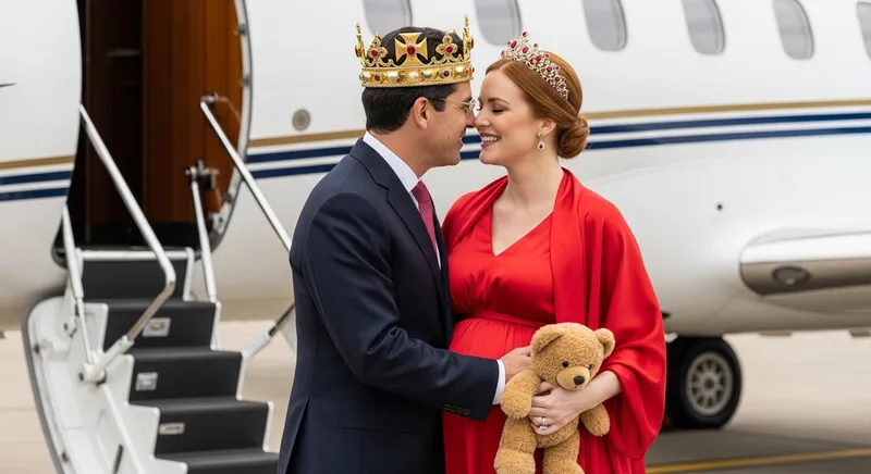 Middle-Aged Royal Couple Embrace at Airport - King David & Queen Bella