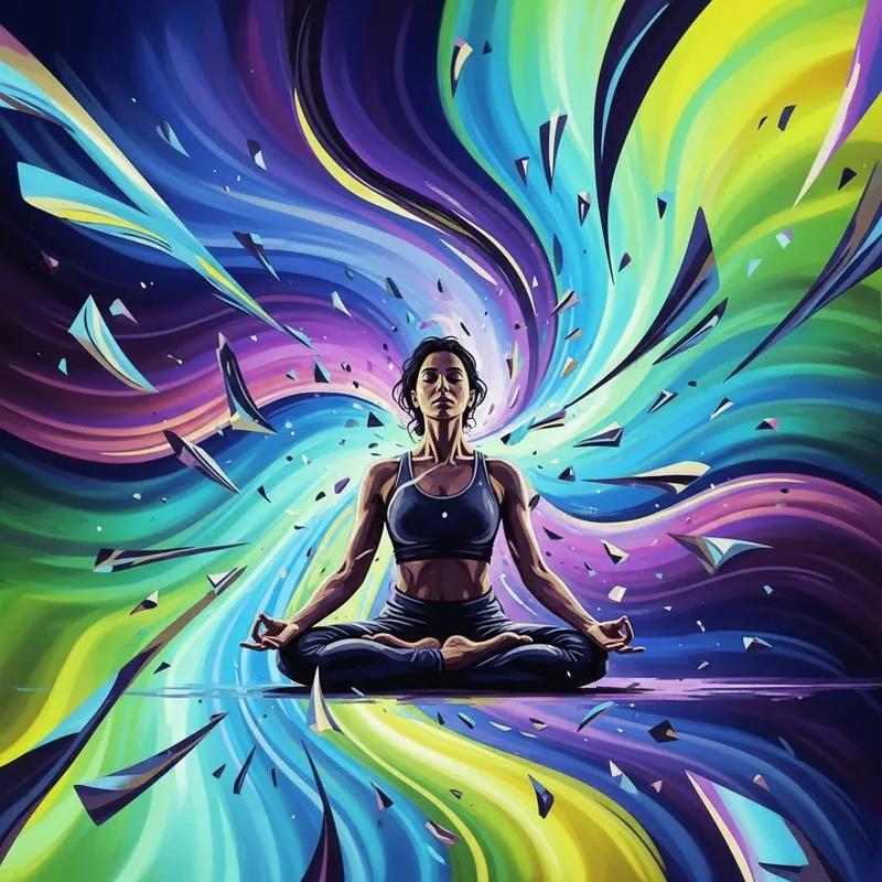 Yoga Abstract: Serene Middle-Eastern Woman in Vibrant Colors