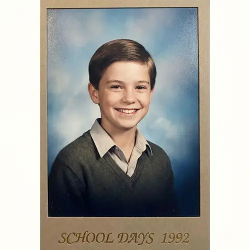 Classic School Portraits with Blue Backdrop