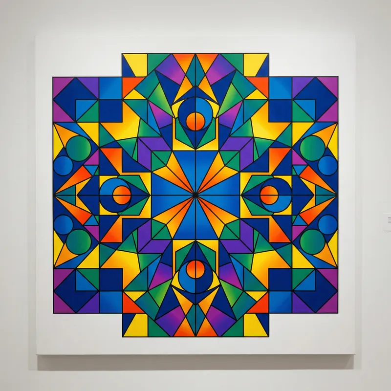 Bold Geometric Artwork with Vibrant Patterns
