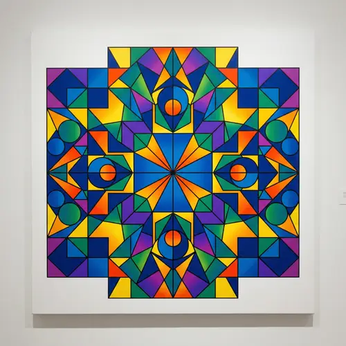 Bold Geometric Artwork with Vibrant Patterns