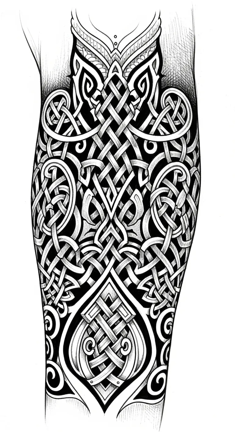 Intricate Viking Knotwork Sleeve Tattoo Artwork