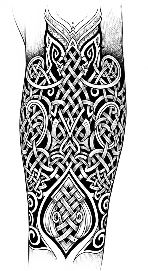 Viking Knotwork Sleeve Tattoo Drawing Inspiration