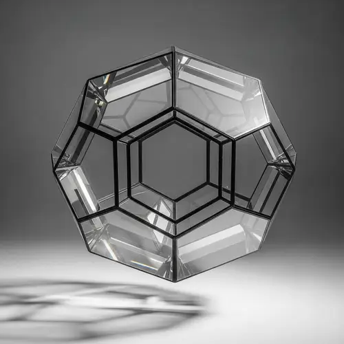Enchanting Clear Glass Icosahedron in Air