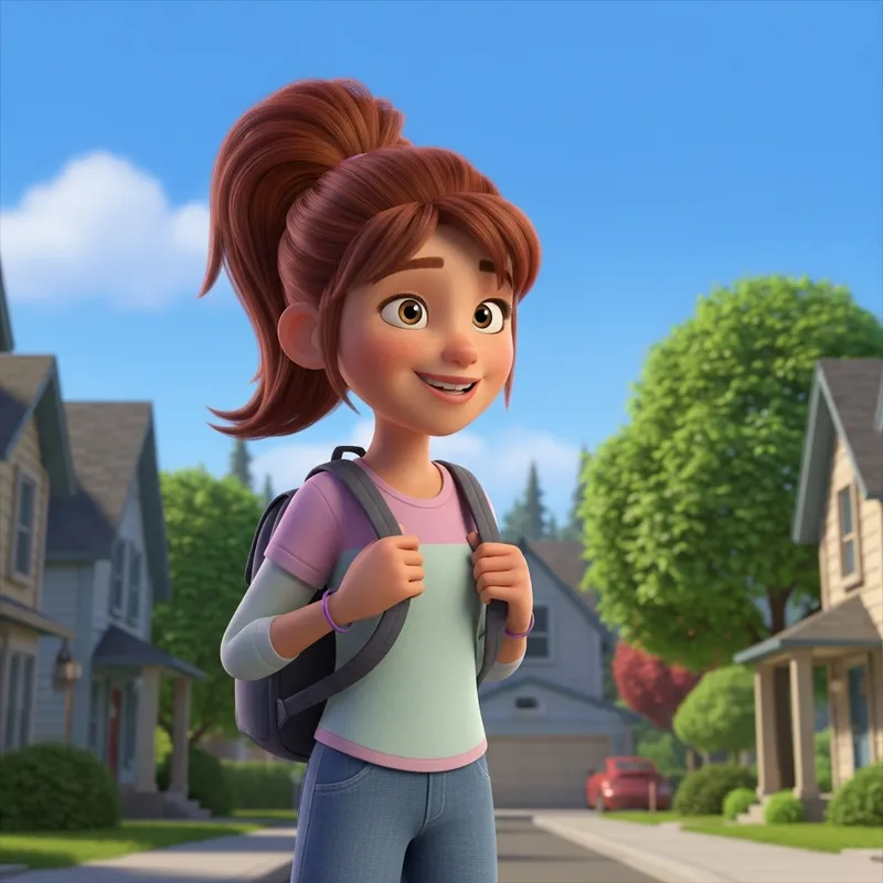 Pixar-Inspired Teenage Girl in 3D Animation