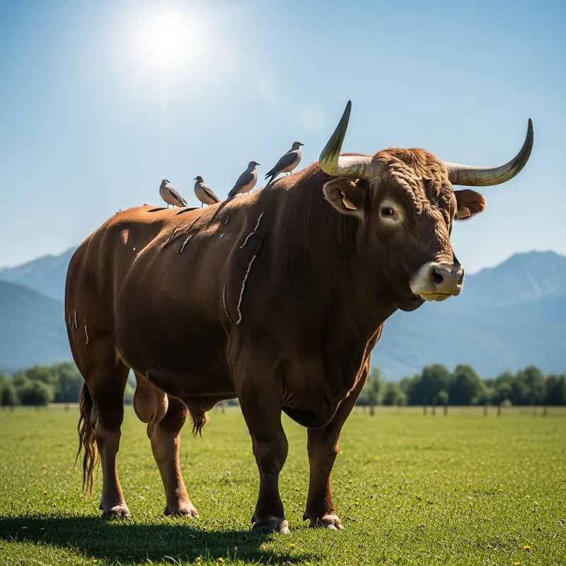 Majestic Bull in Lush Green Field | Stunning Wildlife Photography