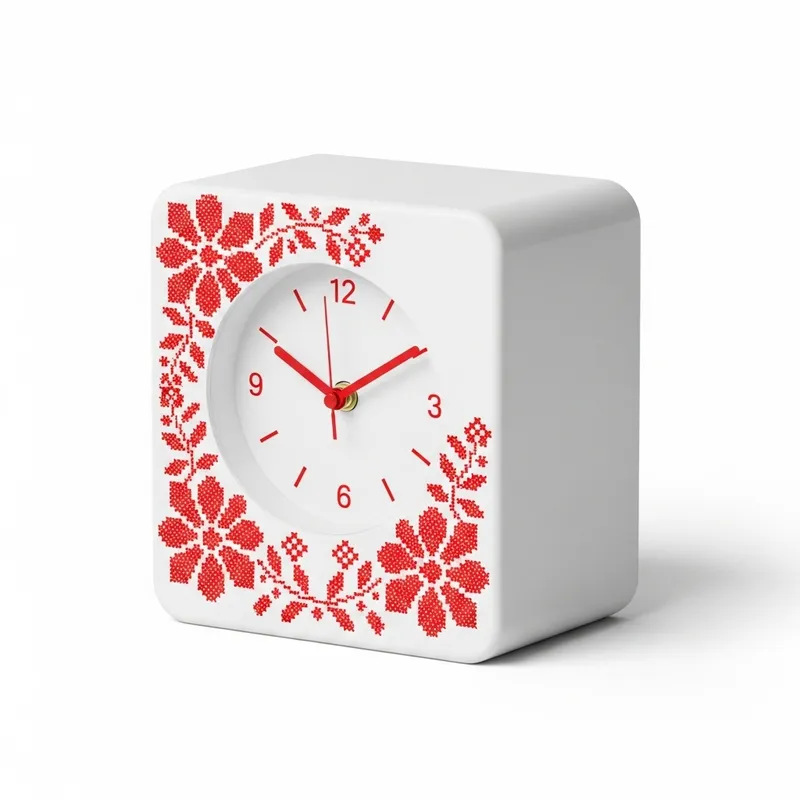 Modern Minimalist Table Clock with Floral Design Modern Minimalist Table Clock with Floral Design