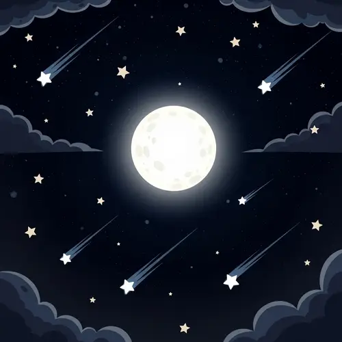 Cartoon Night Sky Background | Moon, Stars, Shooting Stars