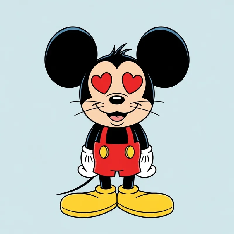Enamored Mickey Mouse Illustration - Heart-Eyed Character