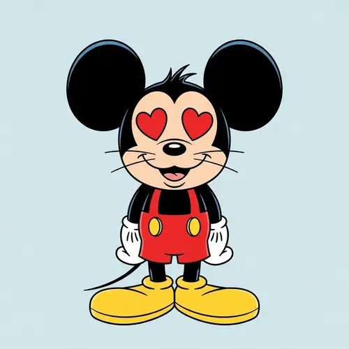 Enamored Cartoon Mouse Illustration - Heart-Eyed Character