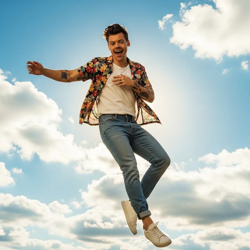 Travis Scott Soaring in Bright Blue Sky | Energetic Musician Travis Scott Soaring in Bright Blue Sky | Energetic Musician