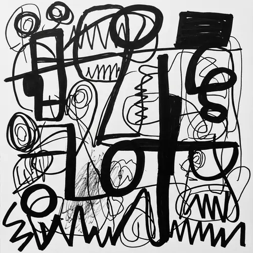 Authentic Abstract Black-and-White Child Drawing