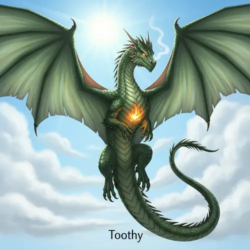 Majestic Toothy Dragon Soaring in the Sky