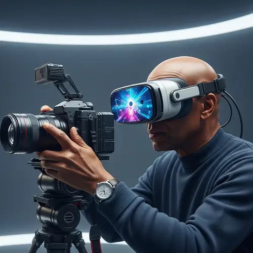 Elderly Black Futuristic Photographer with State-of-the-Art Camera