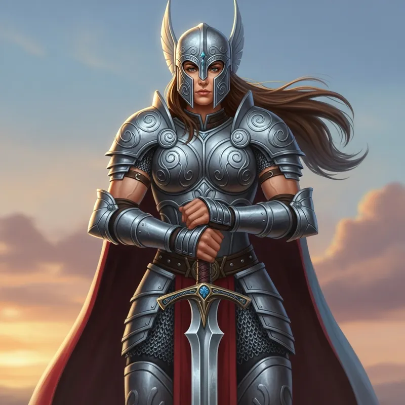 Majestic Valkyrie Warrior in Exquisite Armor Design