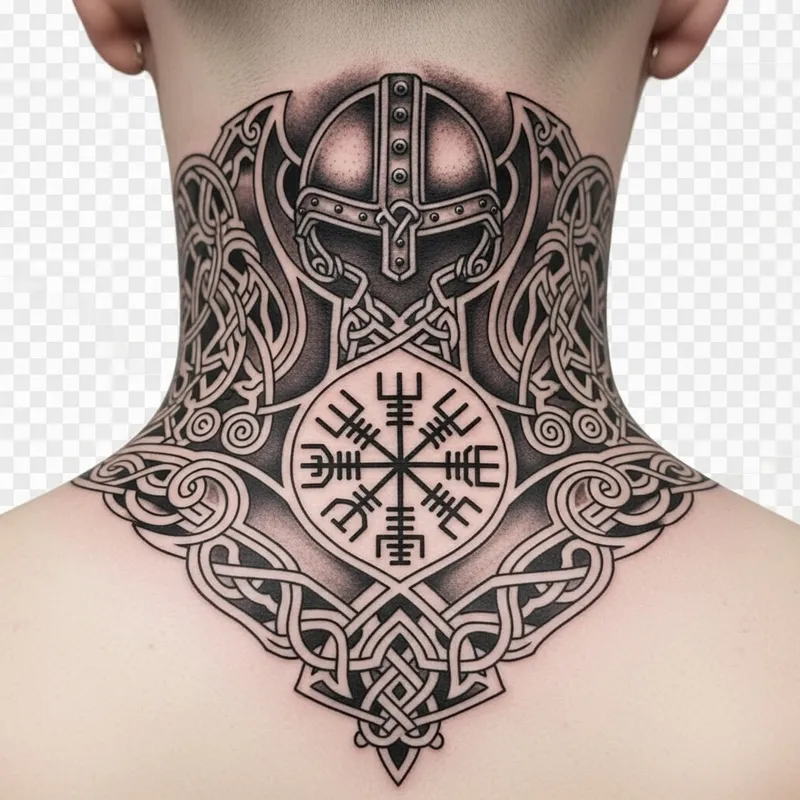 Intricate Nordic Neck Tattoo PNG - Scandinavian Art Design