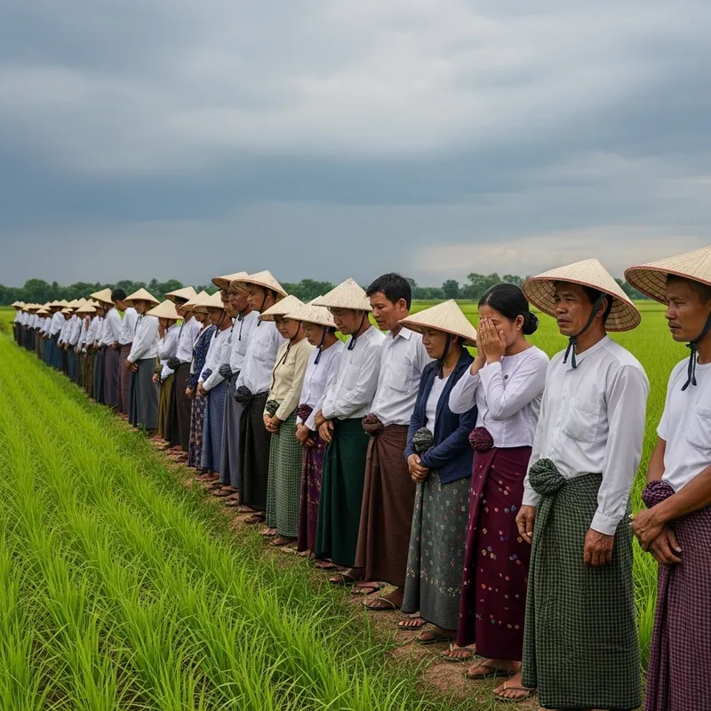 Crying Myanmar Farmers in a Heartbreaking Scene Crying Myanmar Farmers in a Heartbreaking Scene
