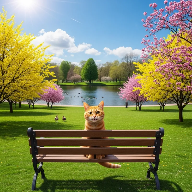 Curious Orange Tabby Cat in Lush Green Park
