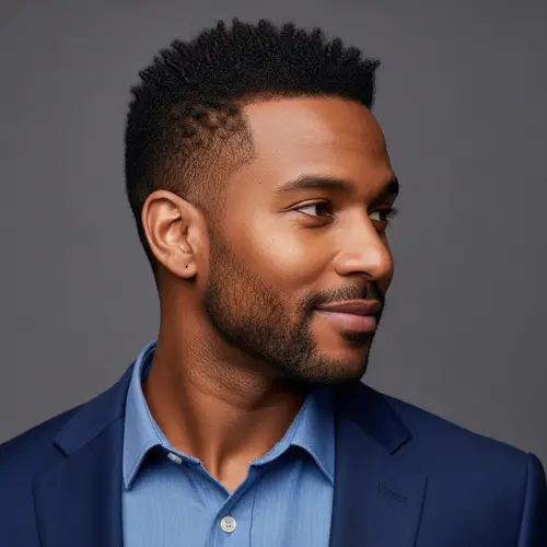 Attractive Brown-Skinned Man Profile with Tightly Coiled Hair