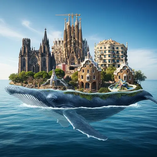 Barcelona Monuments and Buildings on a Whale