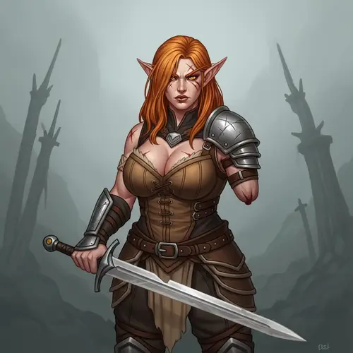 Fierce Elf Warrior with Orange Hair | Strong Female Character