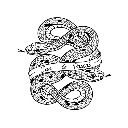 Intertwined Snakes Illustration: Jan and Pascal in Vibrant Colors