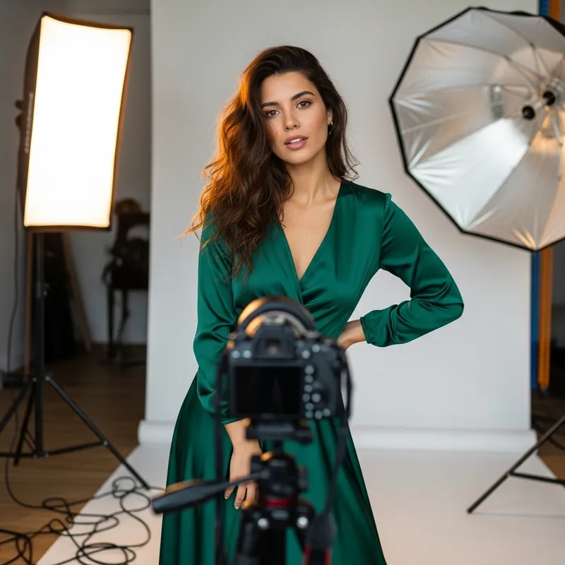 25-Year-Old Hispanic Female with Brown Hair and Brown Eyes at Photoshoot