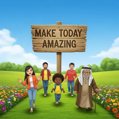Make Today Amazing: Inspiring Landscape with Diverse Group