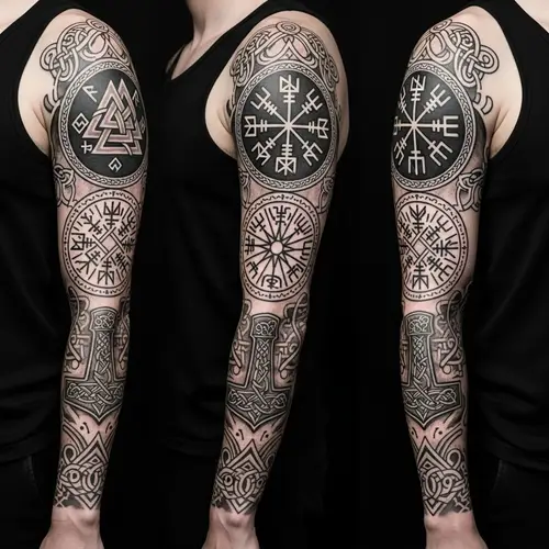 Intricate Viking Arm Tattoo Sleeve