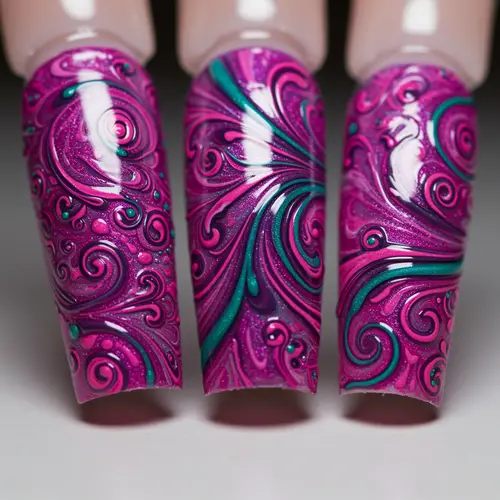 Stunning Nail Art with Intricate Patterns & Colors