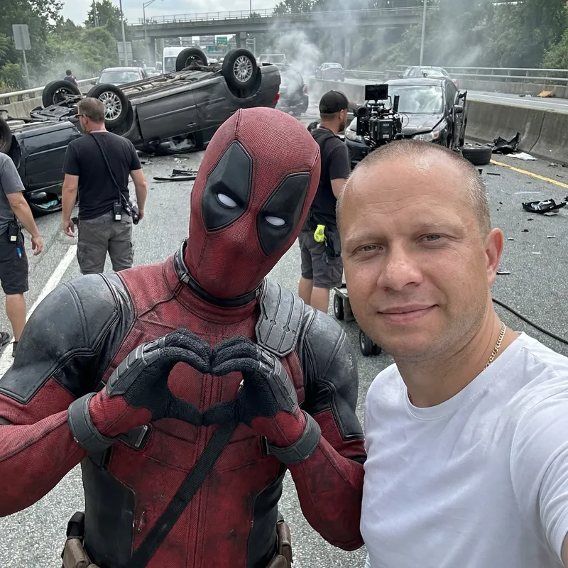 Selfie with Deadpool on Film Set
