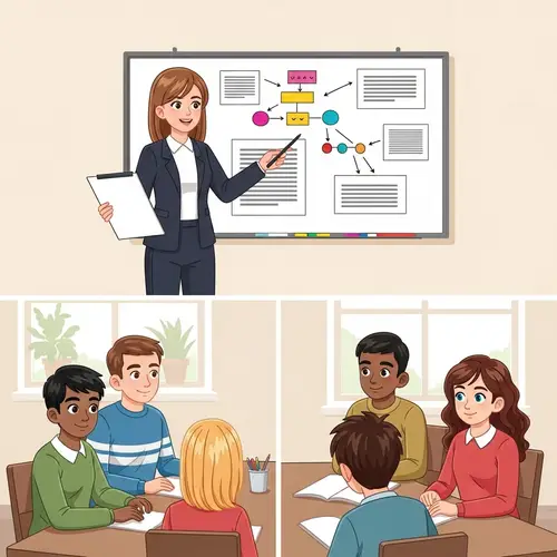 Professional Female Translator Translates Text for Diverse Students