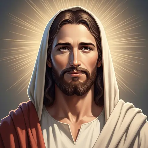 Front-Facing Smiling Jesus - Radiating Warmth and Kindness