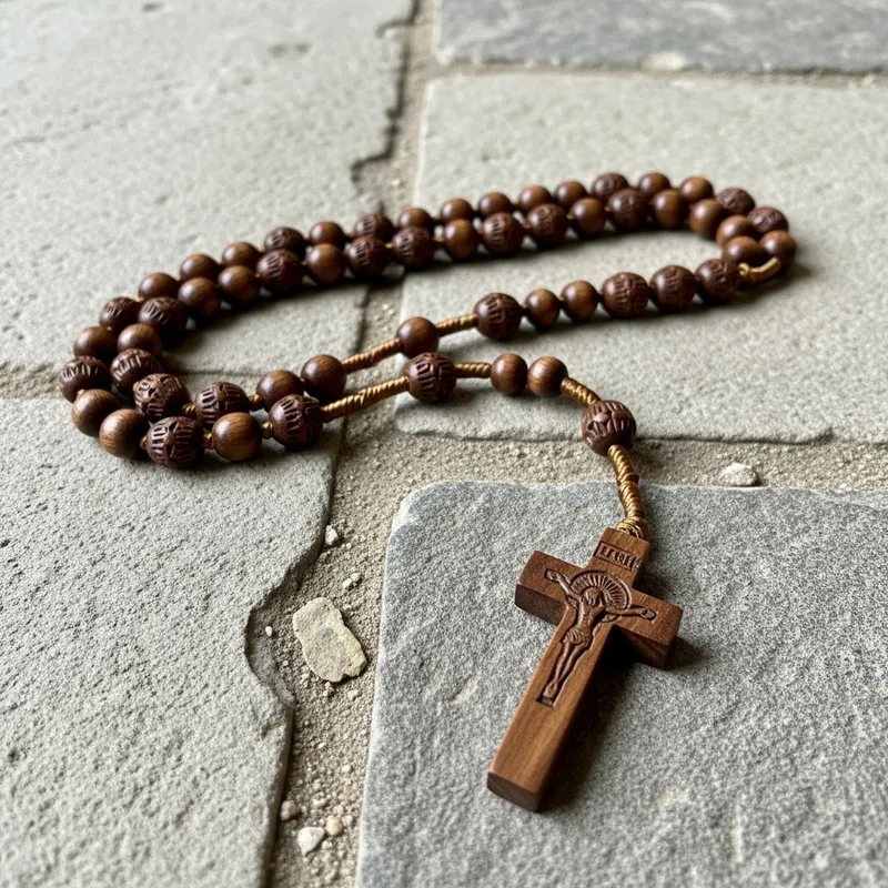 Wooden Rosary on Floor