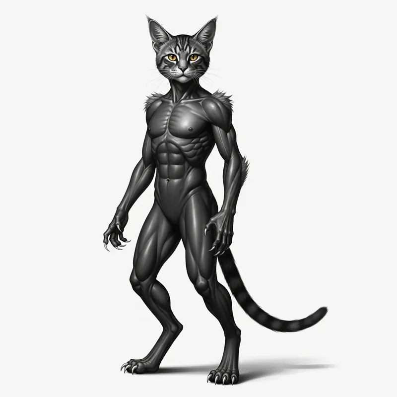 Fantastical Human-Cat DNA Creature Fantastical Human-Cat DNA Creature
