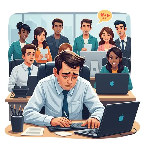 Vibrant Cartoon Office Scene with Humor
