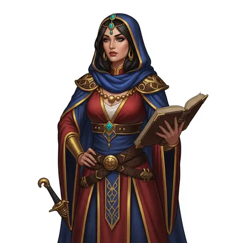 Dark-Haired Female Cleric: Enchanting Fantasy Attire