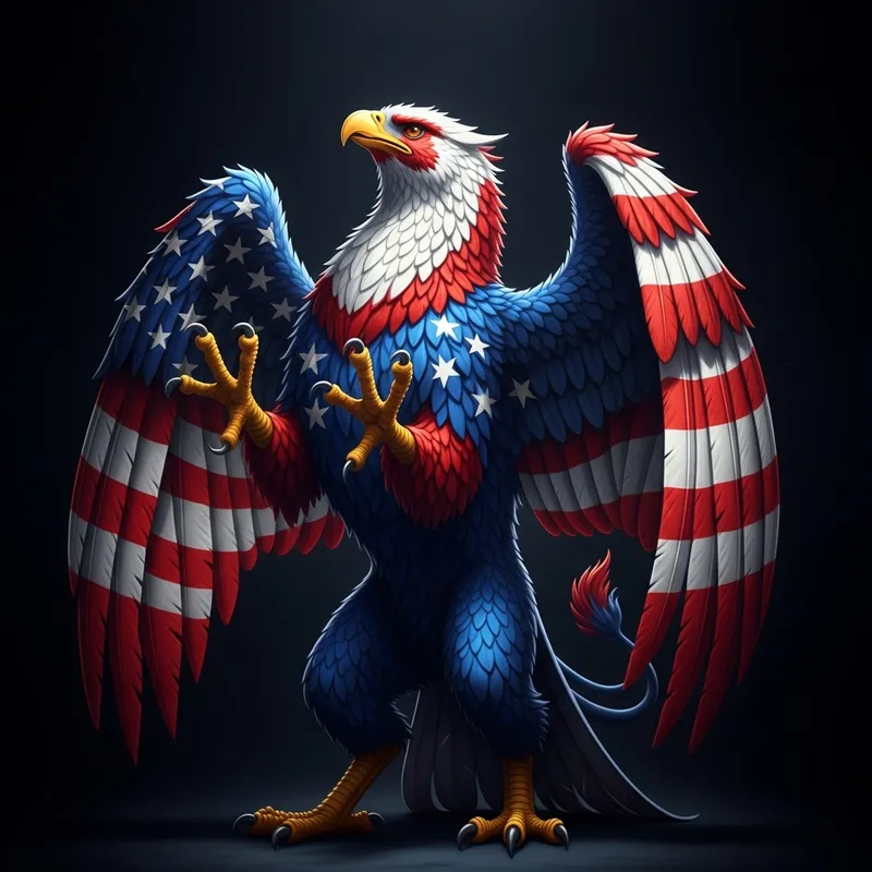 Majestic Griffin in American Flag Colors | Patriotic Symbol