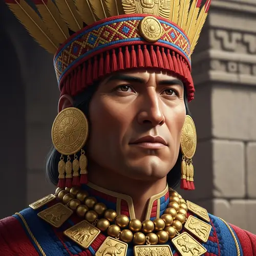 Realistic Portrait of Incan Emperor with Traditional Jewelry