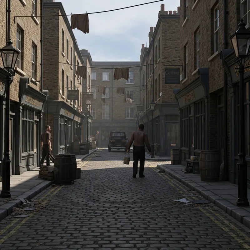 Victorian Cobblestone Street in London - Daytime Views
