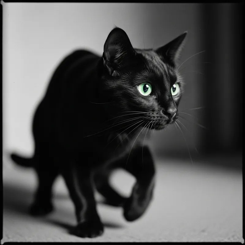 Vintage Black Cat Portrait | Retro Image Photography